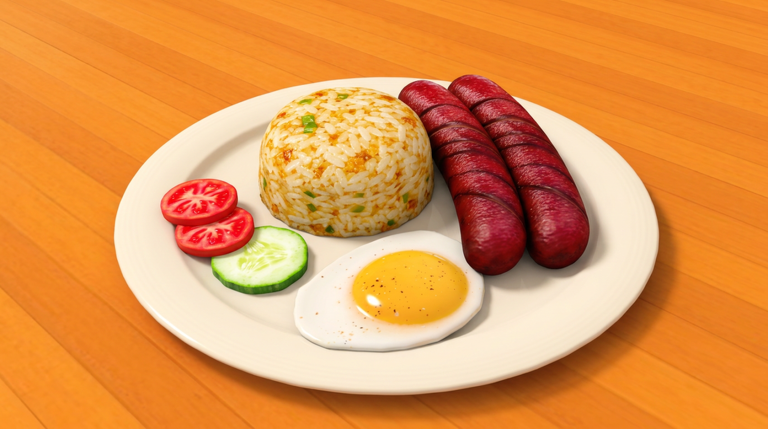 Karinderya cover art showing rice, sausages, egg and vegetables on a plate
